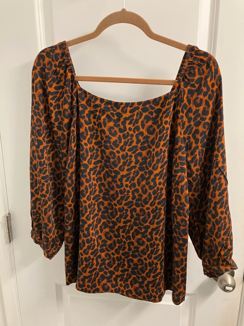 J. Jill Rust and Black Leopard Square Neck Blouse